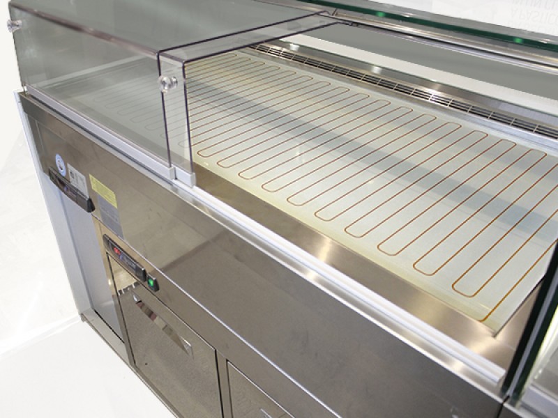 BANCO VENDITA VETRINA DROP IN CALDO SECCO CON CASTELLO VETRI CHIUSO SENZA PANNELLATURA MIS. L172XP81,5XH120 UC