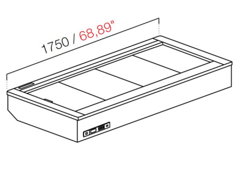 DROP IN DA INCASSO PRALINE SENZA VETRI SENZA PANNELLATURA  MIS. L175XP82,2XH32,55 cm 