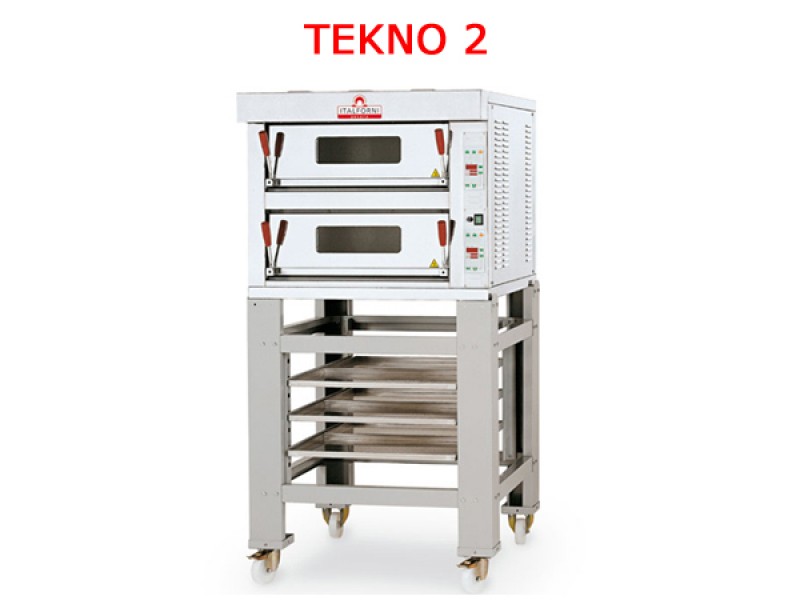FORNO PIZZA ELETTRICO TEKNO2 T2C/I (INOX) CON PIANO DI COTTURA REFRATTARIO 2 CAMERE L70XP105XH15