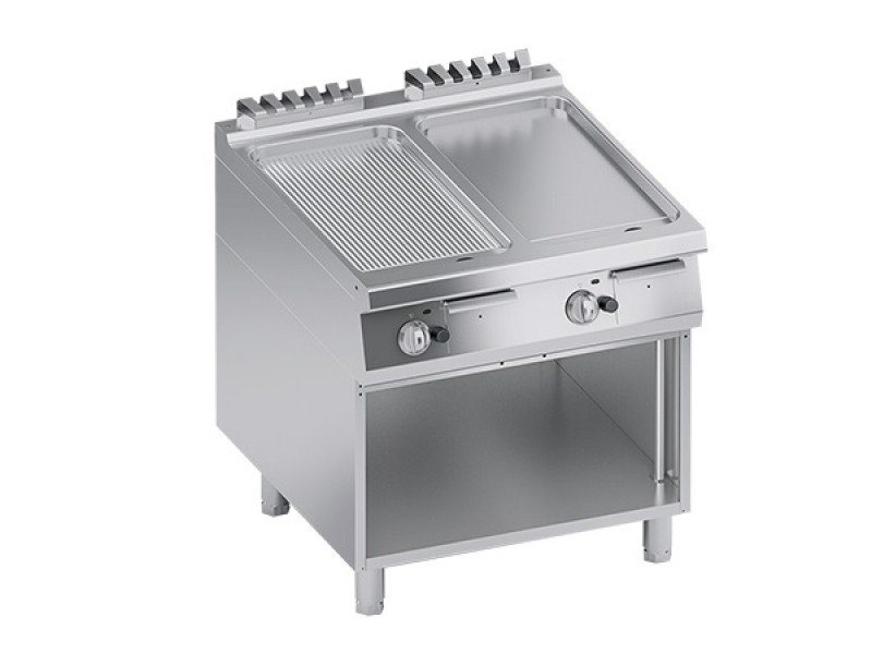 FRY TOP A GAS PIASTRA 1/2 LISCIA 1/2 RIGATA RIBASSATO VANO A GIORNO SERIE 90 PERFORMANCE K4GFBP10VVR