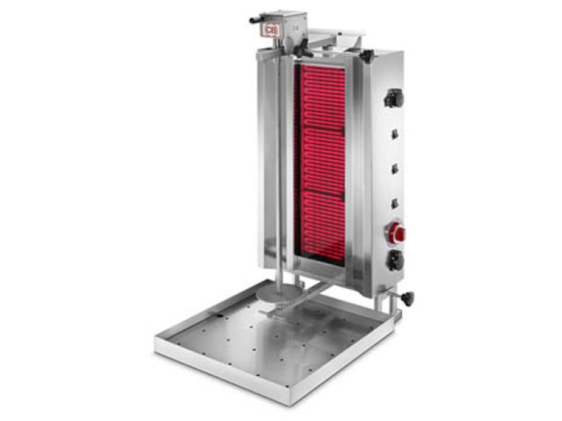 GYROS ELETTRICO CON VETRO CERAMICO 3 RESISTENZE mod. KEBAB-VE3