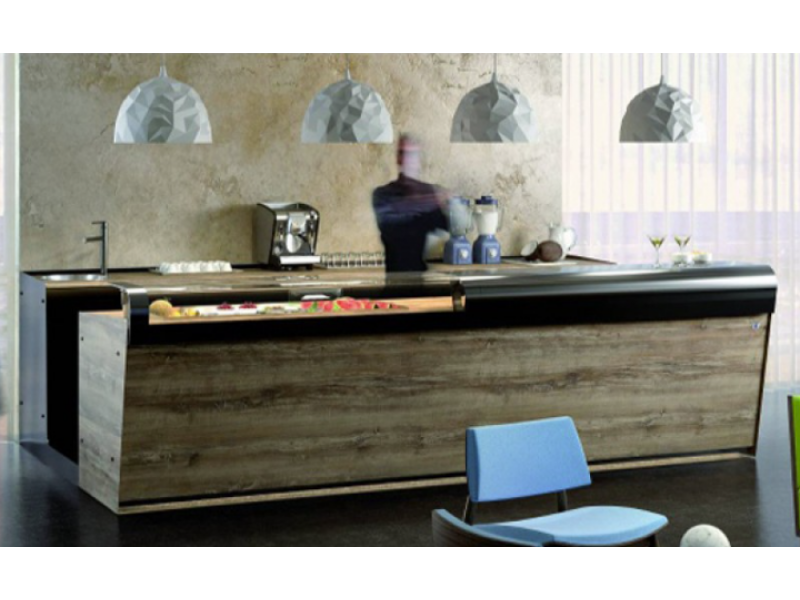 BANCO BAR START UP L3500/SXH1150 WOOD CON BANCALINA TOTALE IN VETRO CURVATO E TEMPERATO----contattaci per ricevere la tua offerta speciale !!