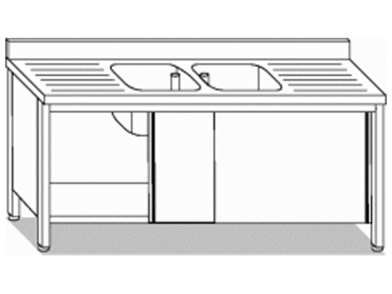 LAVELLO ARMADIATO 2 VASCHE CENTRALI + 2 GOCC. L190XP70XH85 4109.19
