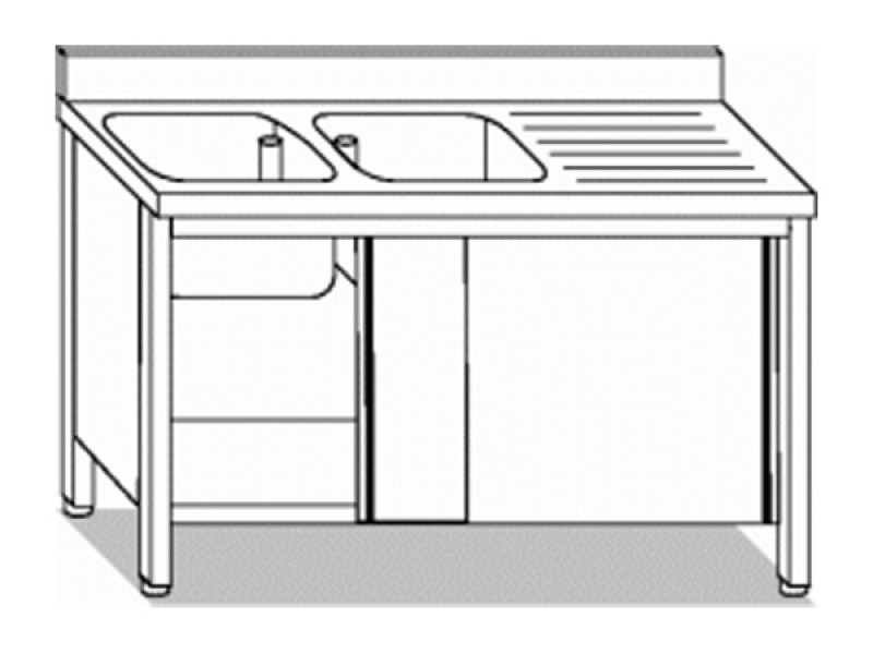 LAVELLO ARMADIATO 2 VASCHE + GOCC. A DX L200XP70XH85 4105.20