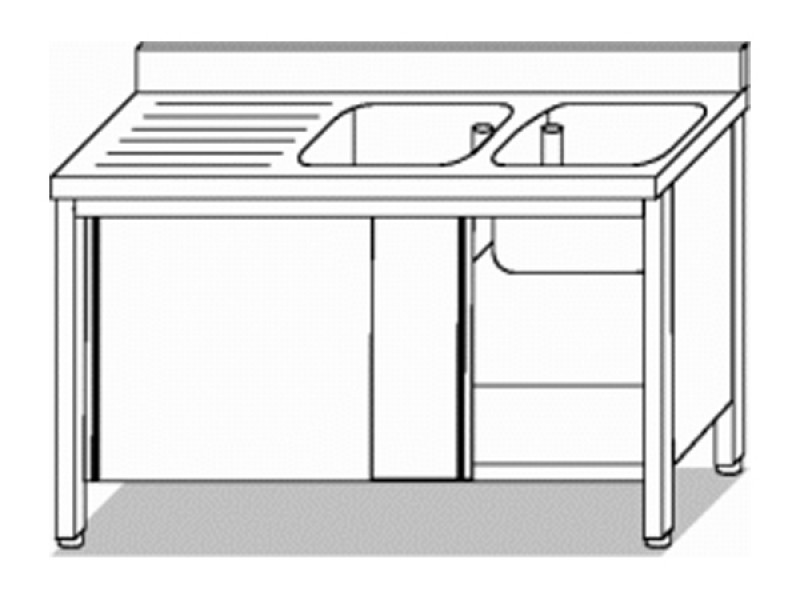 LAVELLO ARMADIATO 2 VASCHE + GOCC. A SX L190XP70XH85 41010.19