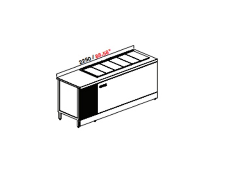 BANCO A POZZETTI GELATO VENT PANORAMA 2 TEMPERATURE  DA 225CM DA 6+6 CARAPINE C/RISERVA