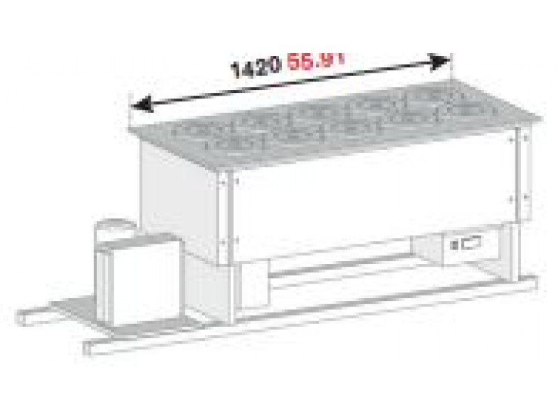 BANCO A POZZETTO GELATO VENTILATO VASCA SENZA RISERVA CON PIANO INOX 10 FORI NEW ERA 