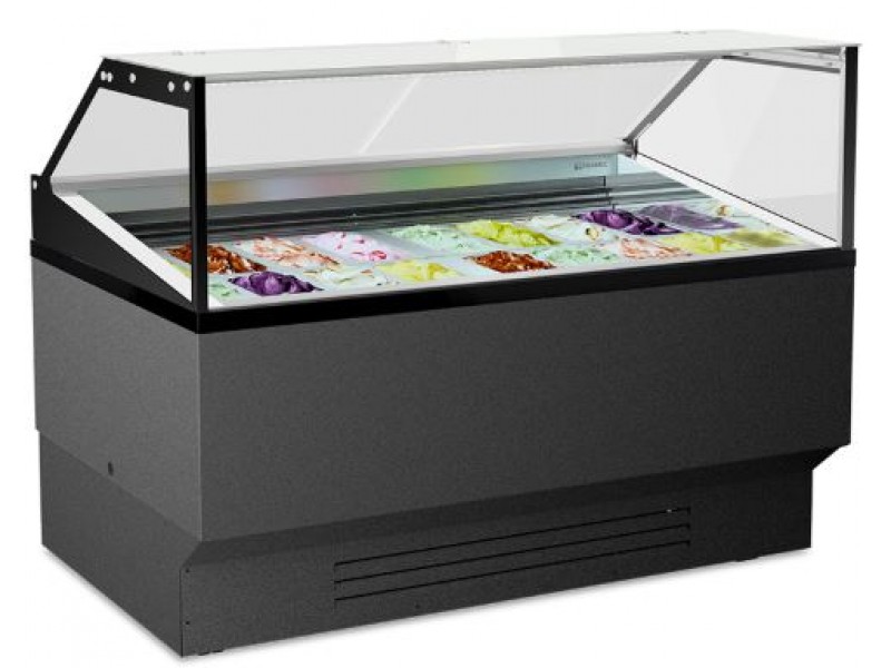 VETRINA VENTILATA PER GELATO MANTECATO, SU STECCO E PASTICCERIA MOD. RIMINI 16