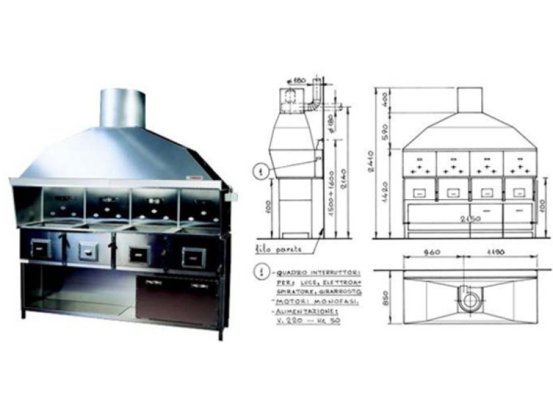 CUCINA ROMAGNA A CARBONE 4 FORNELLI 