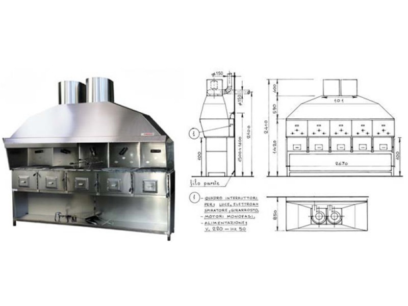 CUCINA ROMAGNA A CARBONE 5 FORNELLI