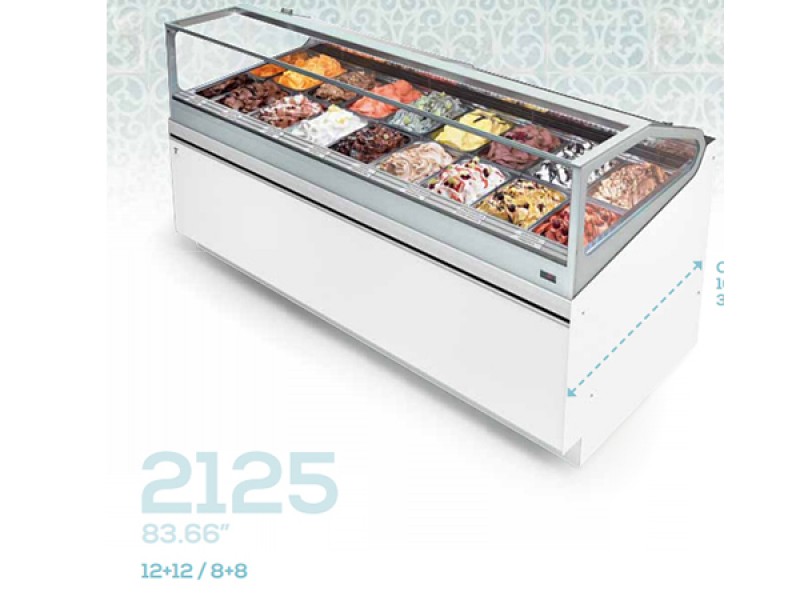 VETRINA GELATO VENTILATA SAM80 212,5CM MONOFASE 12+12 VASCHETTE VBD S/PANNELLATURA UC