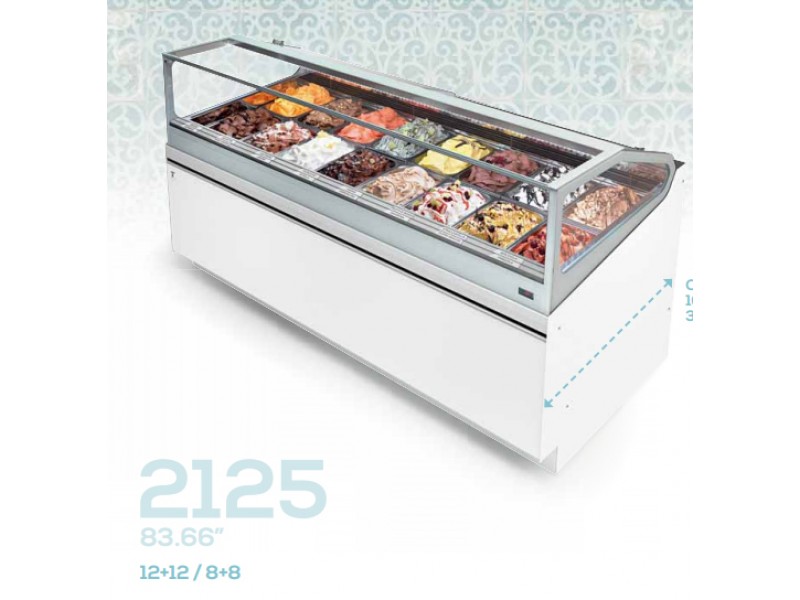 VETRINA GELATO VENT 4 STAGIONI (-T°/+T°)  SAM80 212,5CM MONOFASE 12+12 VASCHETTE S/PANNELLATURA UC