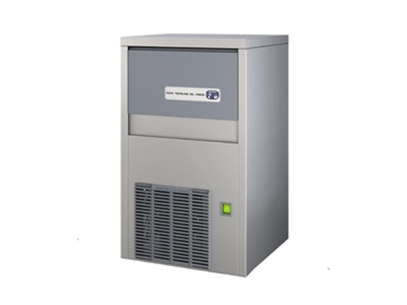 PRODUTTORE DI GHIACCIO A SCAGLIE GRANULARI MOD SLF130W CON CONTENITORE INCORPORATO E CONDENSAZIONE ACQUA 