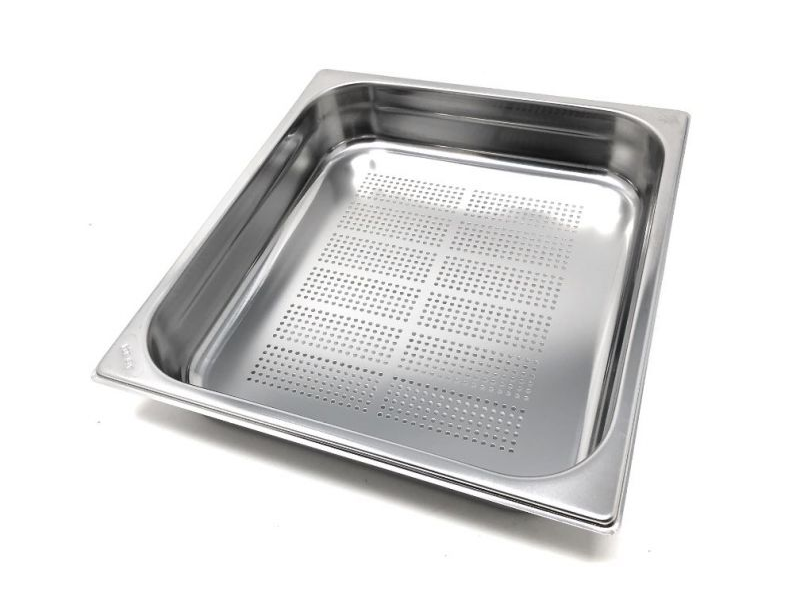 TEGLIA CON FONDO FORATO IN ACCIAIO INOX AISI 304 GN 2/3 MOD. GNF 2365 H 6,5