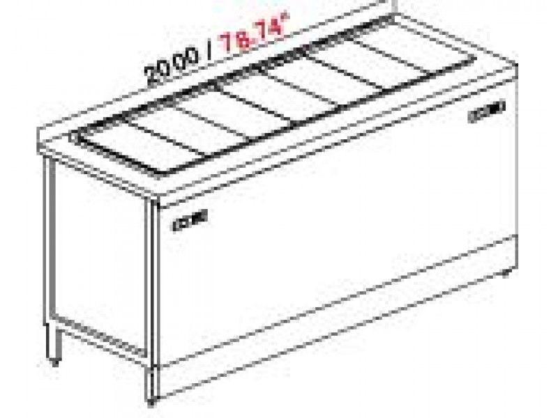BANCO A POZZETTI GELATO VENT PANORAMA 2 TEMPERATURE  DA 200CM DA 4+10 CARAPINE C/RISERVA UC