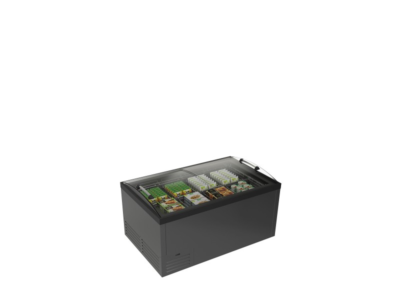 ISOLA VETRATA CON VETRO CURVO SCORREVOLE E COMPRESSORE A GIRI VARIABILI  mod. SARDINIA 150 A