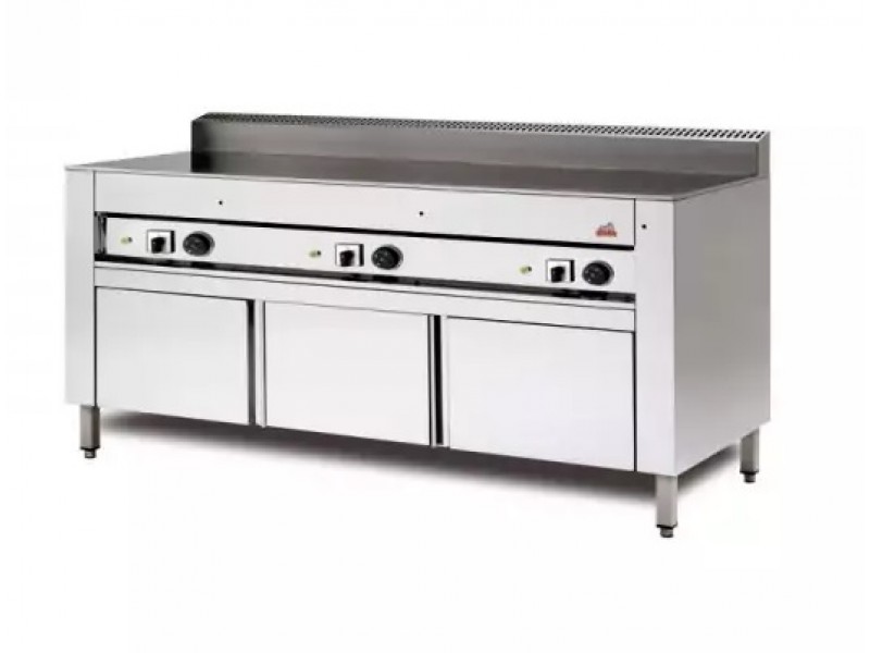 CUOCIPIADA ELETTRICO SU VANO CON ANTE INOX mod C.PE10 CON PIANO IN FERRO