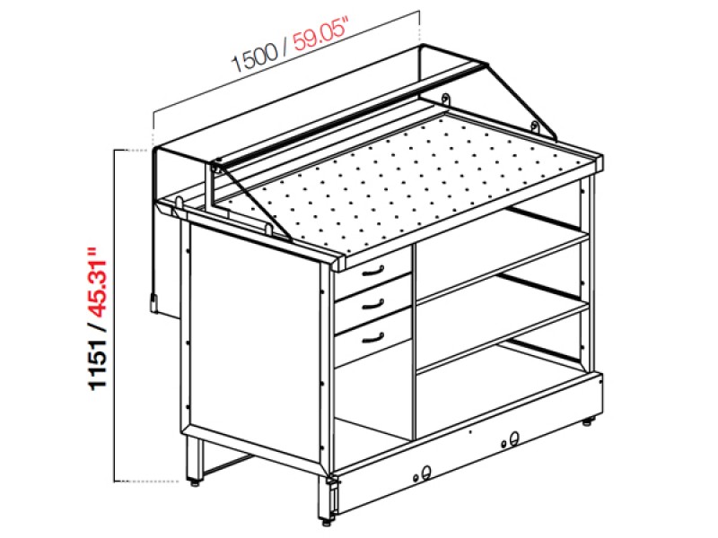 VETRINA MIX PIZZA NEUTRA VETRO BASSO DRITTO H 115,1 L 200 UC