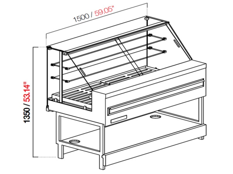 VETRINA MIX PANE NEUTRA VETRO ALTO DRITTO L 100