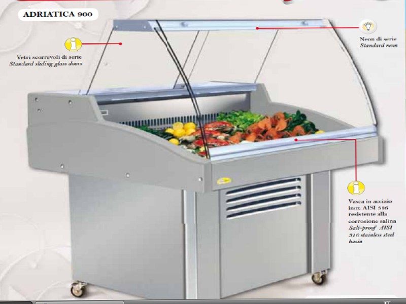 BANCO VENDITA PESCHERIA MOD. ADRIATICA 900 CON REFR. STATICA