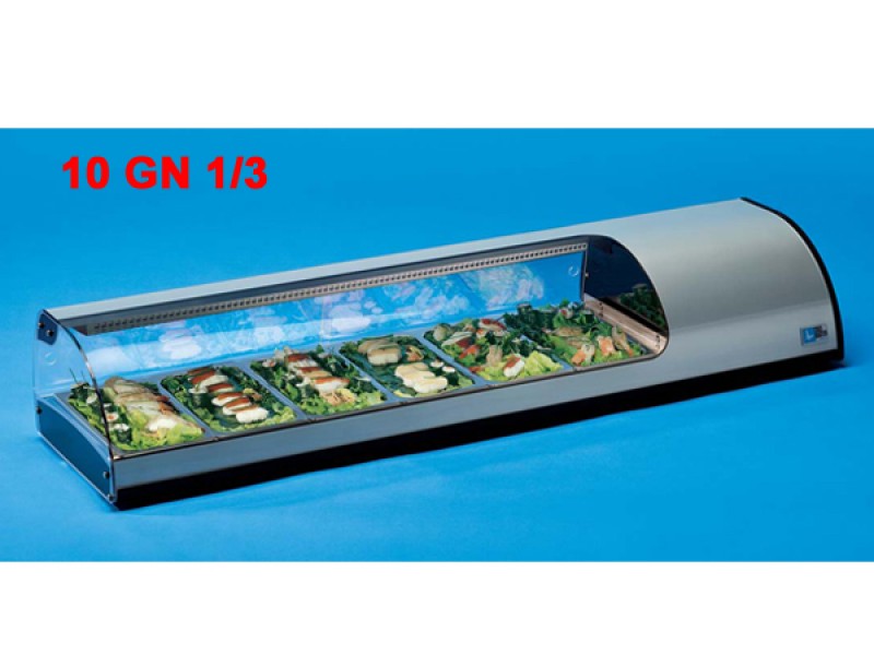 VETRINA REFRIGERATA PER SUSHI 10 GN 1/3 CON LUCE PROTETTA