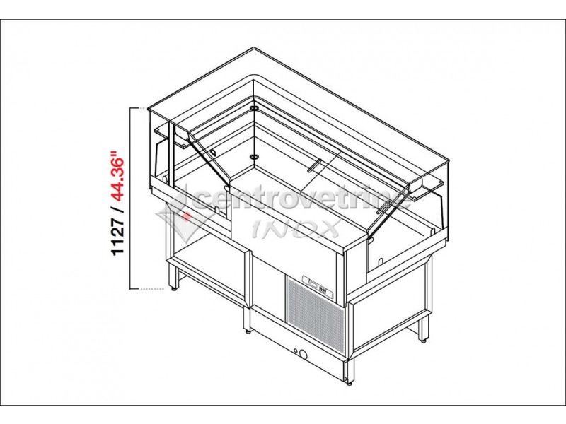 VETRINA MIX SNACK FREDDO STATICO TERMINALE 90° VETRO ALTO DRITTO UC