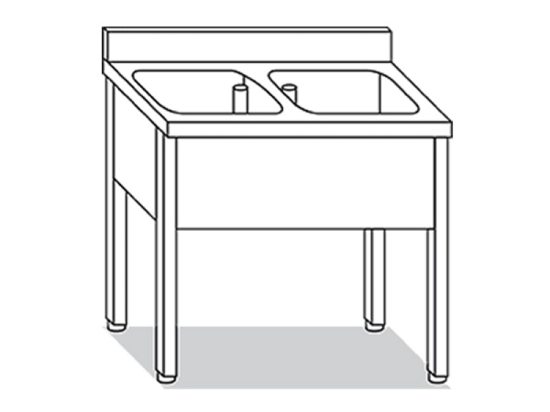 LAVELLO SU GAMBE 2 VASCHE  L140XP70XH85 LA.14