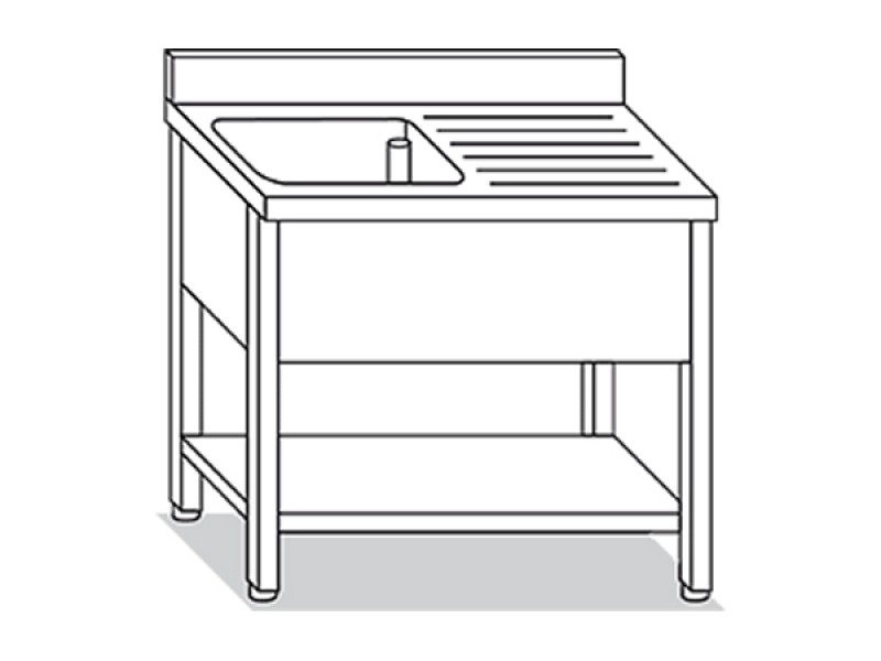 LAVELLO SU GAMBE CON RIPIANO 1 VASCA CON GOCC. L100XP70XH85 LRD.10