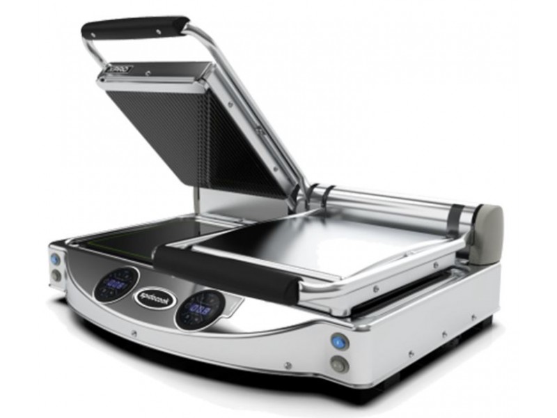 PIASTRA DOPPIA CON CONTROLLO DIGITALE CON PIANO SUP. RIGATO NERO E PIANO INF. LISCIO NERO MOD. SP 020 ER