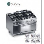 CUCINA 6 FUOCHI A GAS C/FORNO ELETTRICO GN2/1 E  VANO APERTO SERIE 90 SOLUTION K4MCU15FFS