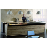 BANCO BAR START UP  L3000 H1150 WOOD CON BANCALINA IN VETRO CURVATO E TEMPERATO E BANCO A POZZETTI PANORAMA 4 FORI--contattaci per ricevere la tua offerta speciale!!