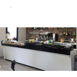 BANCO BAR START UP WHITE L4000 H1150 CON BANCALINA IN VETRO CURVATO E TEMPERATO E BANCO A POZZETTI PANORAMA 4 FORI--contattaci per ricevere la tua offerta speciale!!