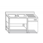 LAVELLO 2 VASCHE SU 4 GAMBE A SBALZO E RIPIANO DI FONDO + GOCC.  L200xP70xH85 LLD.20