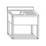 LAVELLO SU GAMBE 1 VASCA CON GOCCIOLATOIO L140XP70XH85 LAD.14