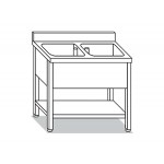 LAVELLO SU GAMBE CON RIPIANO 2 VASCHE  L120XP70XH85 LR.12