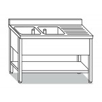 LAVELLO SU GAMBE 2 VASCHE CON GOCC. L160XP70XH85 LRD.16