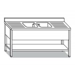 LAVELLO SU GAMBE 2 VASCHE CON 2 GOCC. L200XP70XH85 LRG.20